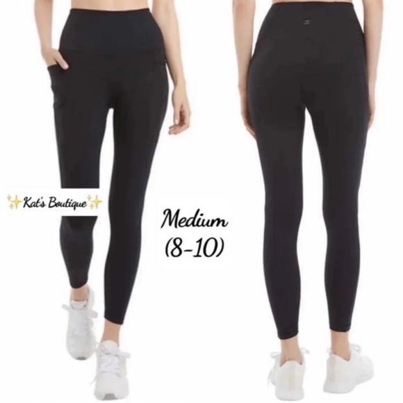 (NWT) Danskin Ladies Black High Rise 7/8 Pocket Leggings, Medium (8-10) - Picture 1 of 12